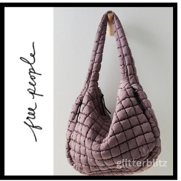 Free People Quilted Carryall Tote Bag in Oyster Mauve - Picture 2 of 9